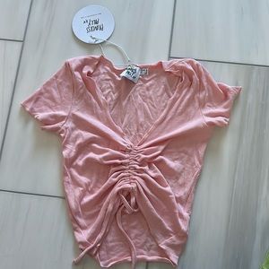 Princess Polly light pink short sleeve shirt, size 2